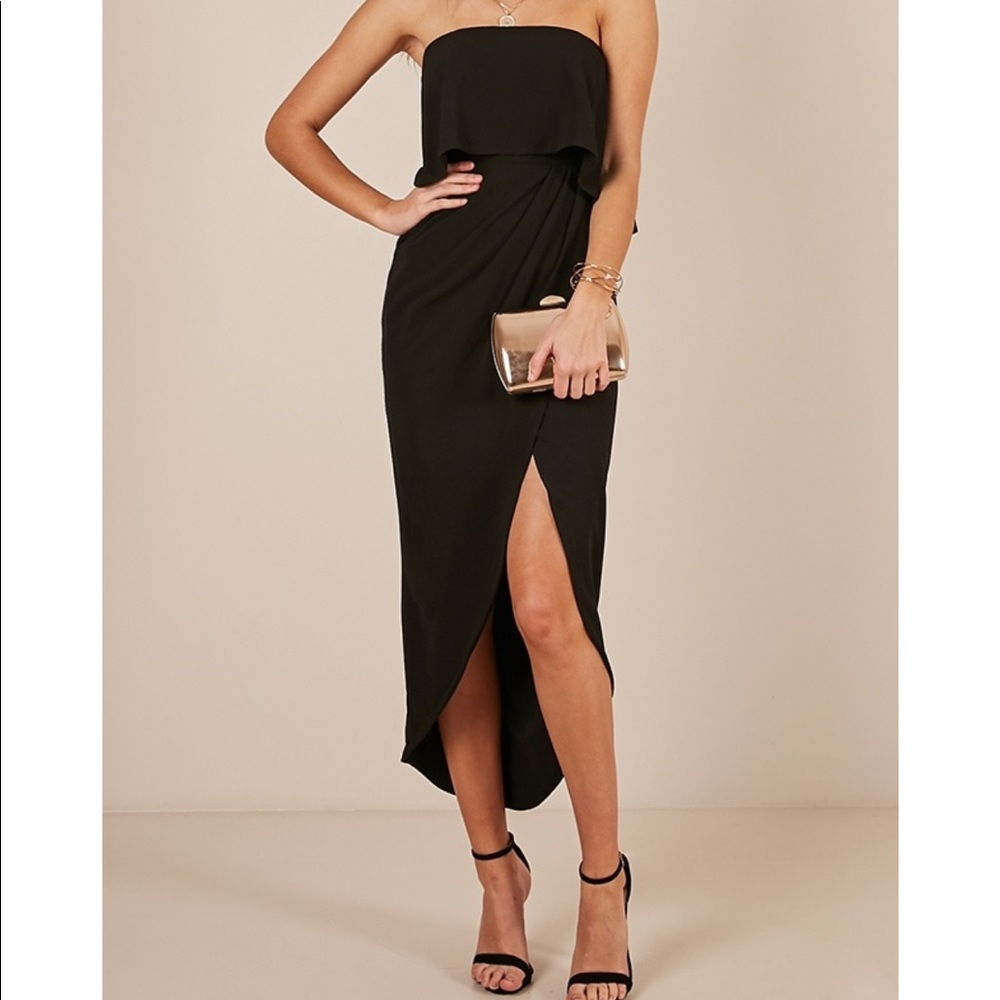 Showpo BLACK STRAPLESS DRESS